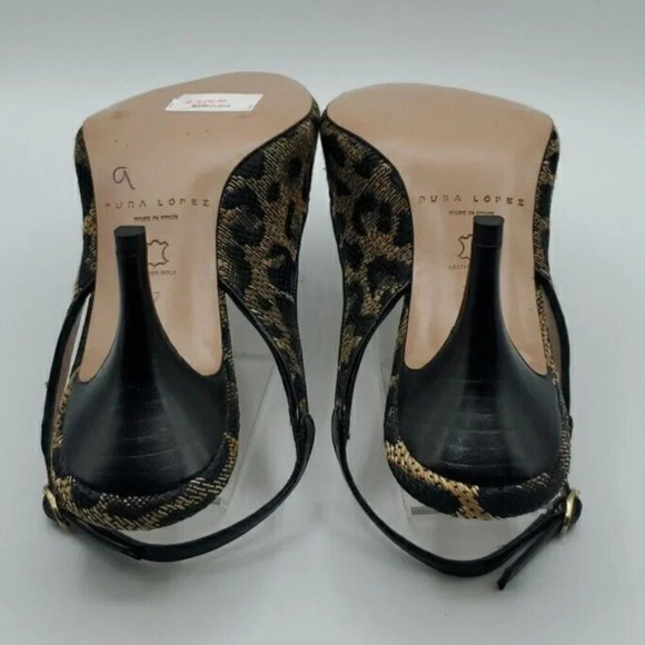 Pura Lopez Leopard Print Kitten Heel Sandals Size 37 EUR ( 7 US)  NWOB - Picture 10 of 11